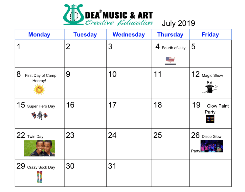 DEA Rosebank Staten Island Summer Camp July Schedule