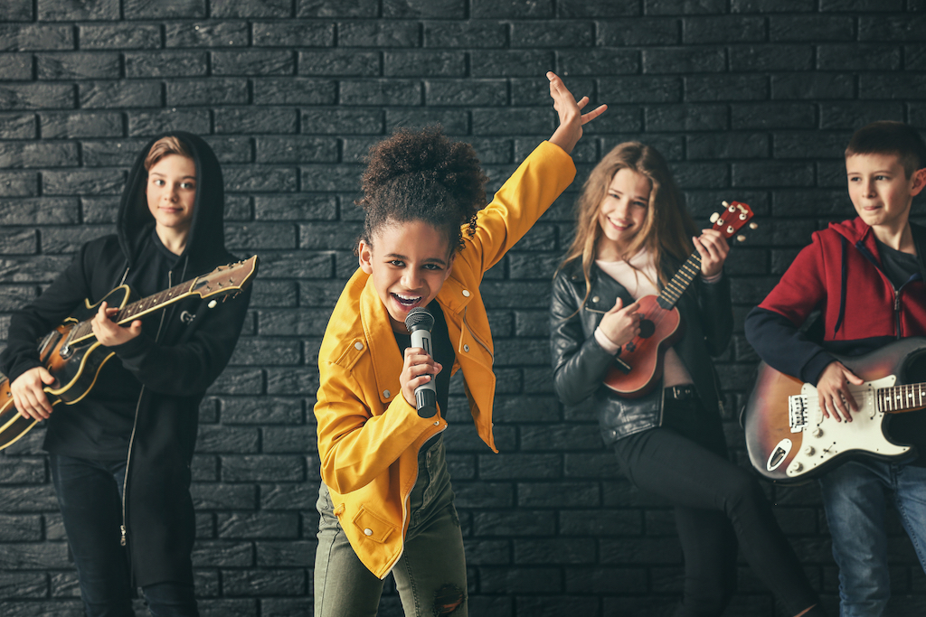 Musicians playing together in a band