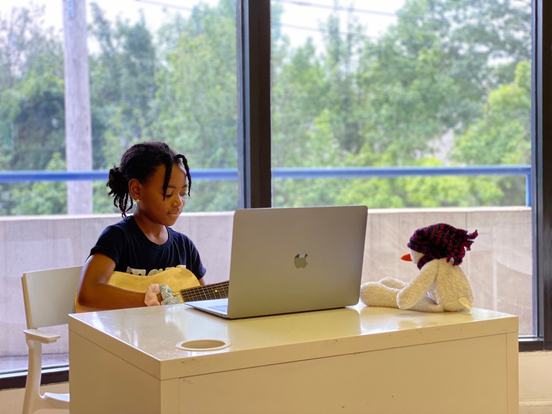 Child learning with a computer